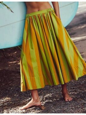 Free People - Lowen Striped Midi Skirt